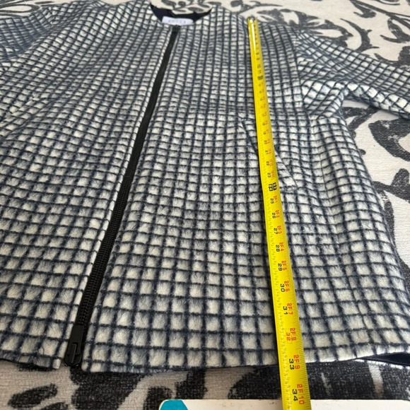 AYR Mohair Wool Houndstooth print‎ White and Navy Coat Size Large - Picture 8 of 11